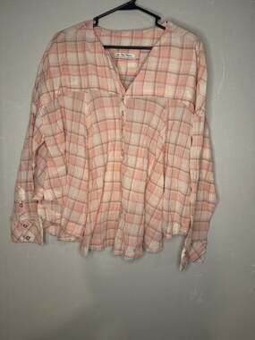 We The Free Free People All About The Feels Plaid Button Down Shirt